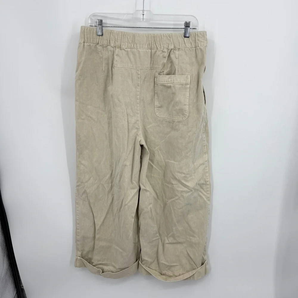 FREE PEOPLE AFTER LOVE CUFF wide leg‎ PANT sz M beige